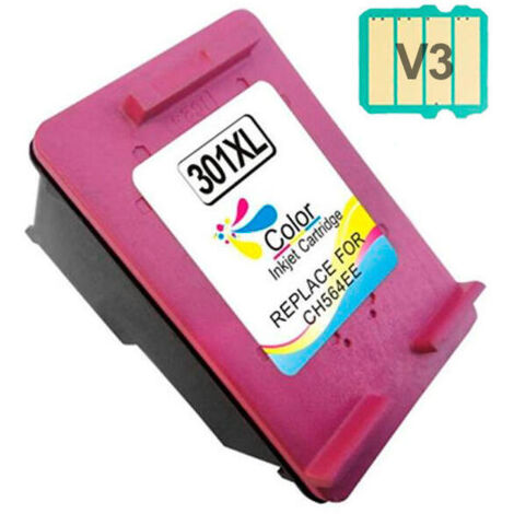 Cartucho de tinta remanufacturado HP 301XL (CH562EE/CH564EE) de alta calidad, que muestra el nivel de tinta.
Adecuado para uso en las siguientes impr