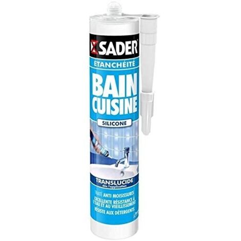 CARTUCHO SELLADOR DE SILICONA IMPERMEABLE BAÑO Y COCINA SADER - TRANSLÚCIDO - 310 ML 30612009