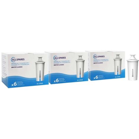 Cartuchos de filtro AllSpares (18x) adecuados para jarras de agua Brita antiguas Filtros de repuesto para Brita Classic