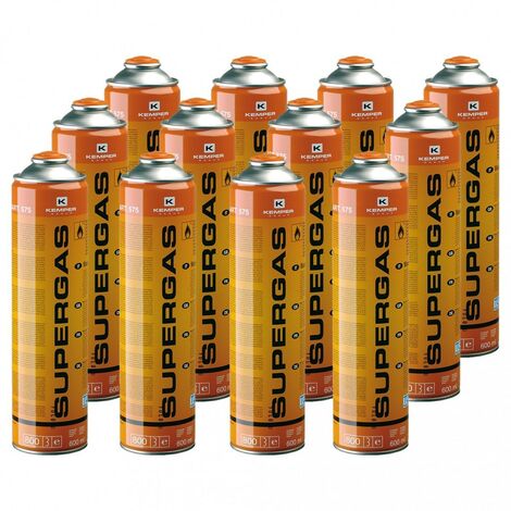 Cartuchos de gas 330g Pack de 12 Bombonas de butano propano 600ml Bombona universal Kemper con válvula 7/16