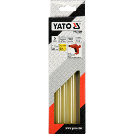 Cartuchos de pegamento 11,2 x 200 mm, 5 unidades, color amarillo - YT-82437