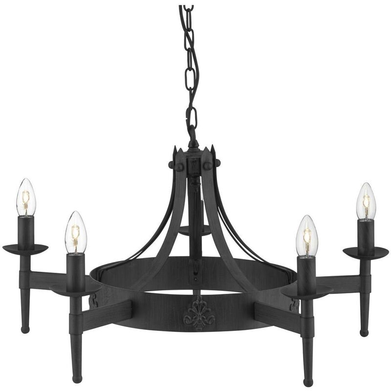 Cartwheel - 5 Light Multi Arm Ceiling Pendant Black, E14 - Searchlight