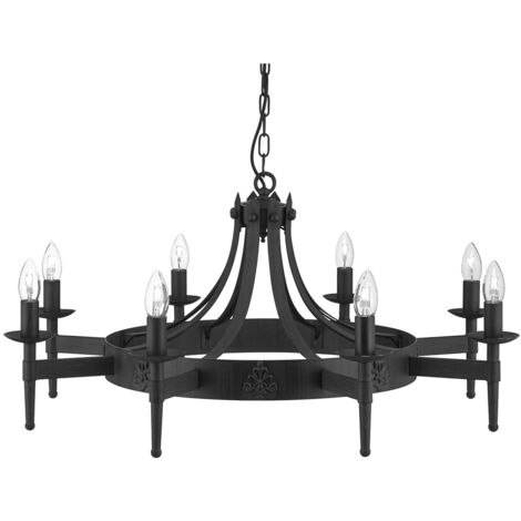 Cartwheel II 8Lt Pendant - Ferro battuto nero