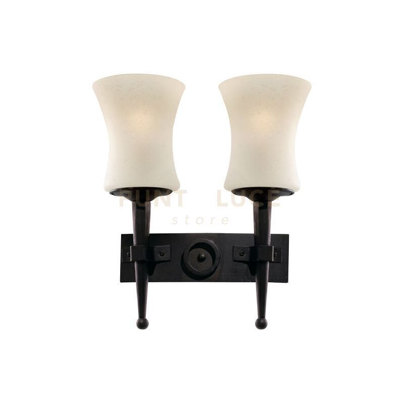 Cartwheel 2Lt Applique - Metallo nero e vetro sabbiato
