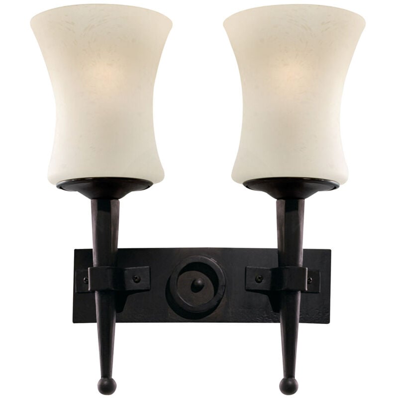 Searchlight - Applique Classica Cartwheel Acciaio Nero Vetro 2 Luci E27