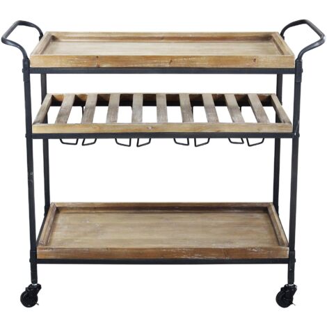 CARTY - carrello con ruote industrial in legno e acciaio