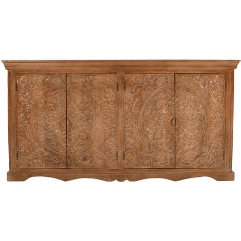Carved Mango Wood Extra Large Sideboard with 4 Doors