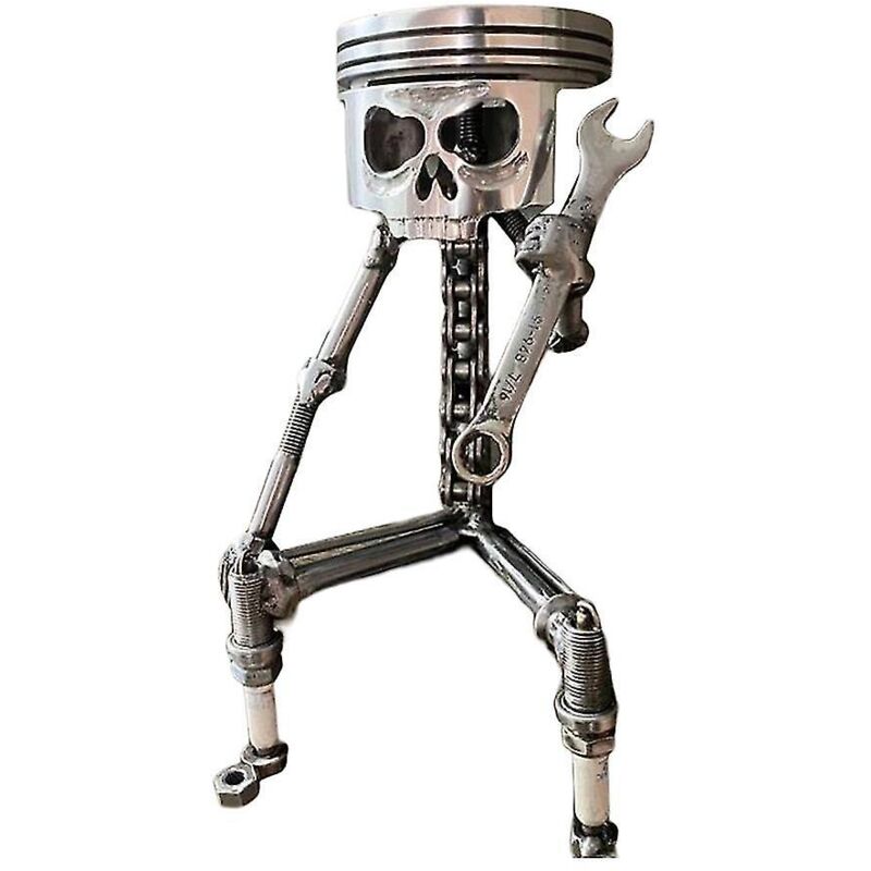 Sculpture de visage de crâne de piston sculpté Statue d'art Piston fait à la main