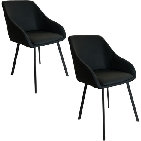 Casa Baoli – Lot de 2 chaises JENNA en tissu noir – Assise en mousse polyuréthane – Pieds en métal noir – Dimensions 84x51x44cm