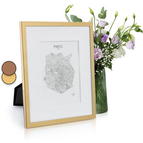 Casa Chic Cadre Photo, Cadre Photo en Metal de 27 x 22 cm, Cadres Photo, Porte Photo Mural, Cadre Decoration Murale Pele Mele, Affichage Vertical/Horizontal, avec Protection Verre et Passe Partout