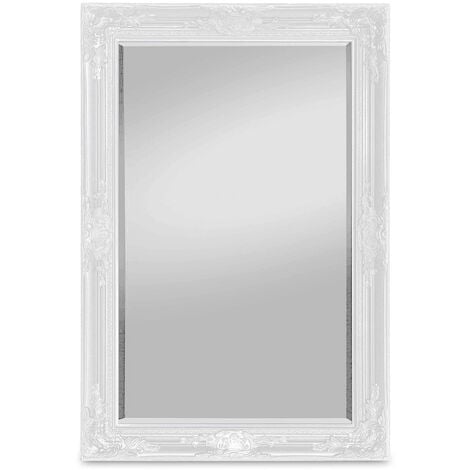 Casa Chic Rococo by Casa Chic - Weißer Shabby Chic Wandspiegel - 90 x 60 cm - Handgefertigter Spiegel - Barock - Groß - Massivholz - Antik Weiss