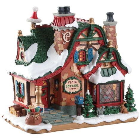 Casa Cottage di Babbo Natale Edificio Luminoso Illuminato Led Villaggio Lemax
