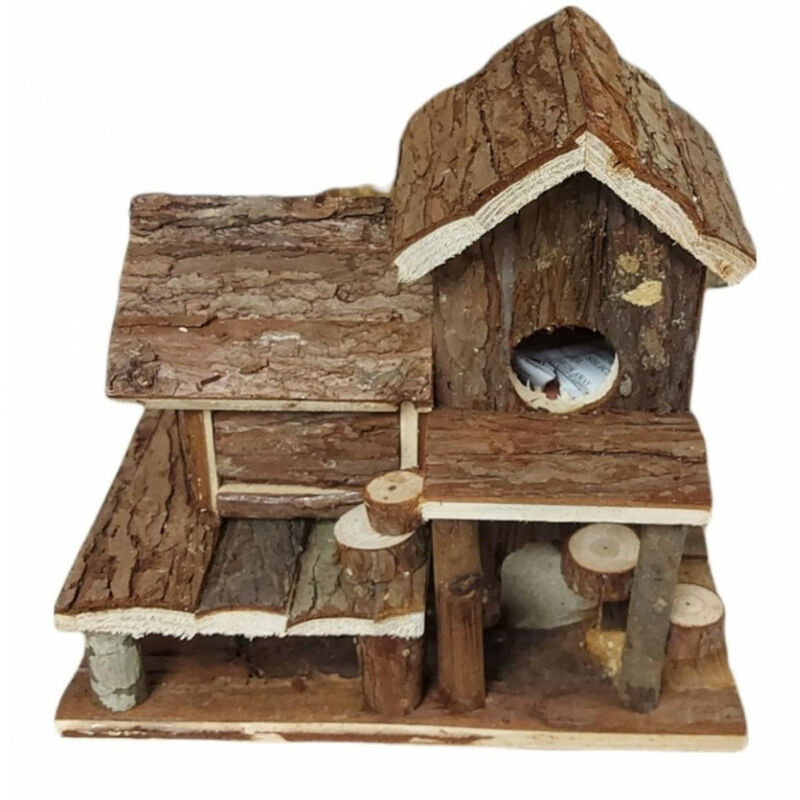 

Casa de abedul de madera natural para pequeños roedores.