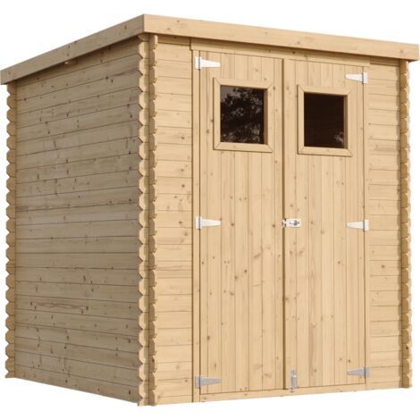Casa de almacenamiento jardín CON SUELO TRATADO 204x204x200 cm/3.53 m2 - Caseta para exterior jardín - Cobertizo de madera pequeño - Techo, ventanas- TIMBELA M309+M309G