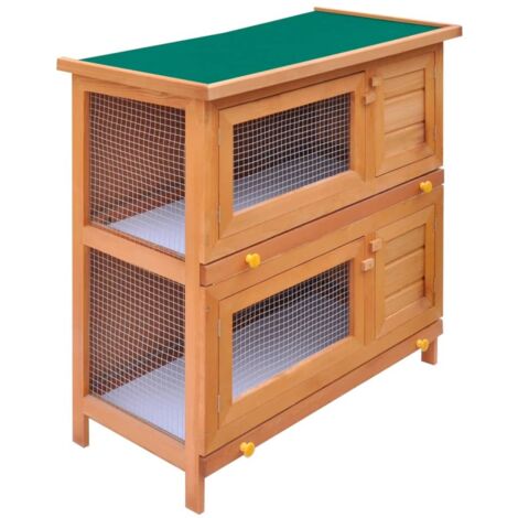 Casa de animales pequeños jaula conejera 4 puertas madera vidaXL