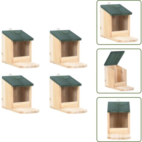 Casa de ardilla con techo - vidaXL Casas de ardilla 4 unidades madera de abeto - Casa de ardilla para jardín