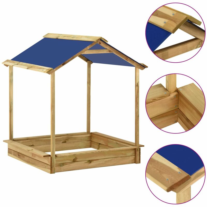 

Casa de juegos de jardin con arenero madera pino 128x120x145 cm