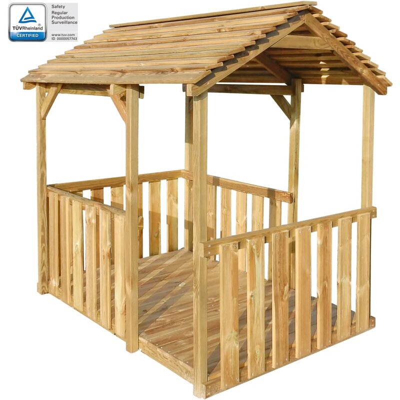 

Casa de juegos de jardín de madera de pino 122,5x160x163 cm