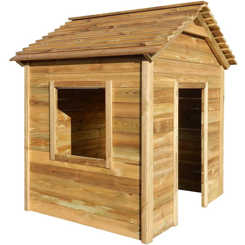 

Casa de juegos de jardín de madera de pino 123x120x146 cm - Marrón - Vidaxl