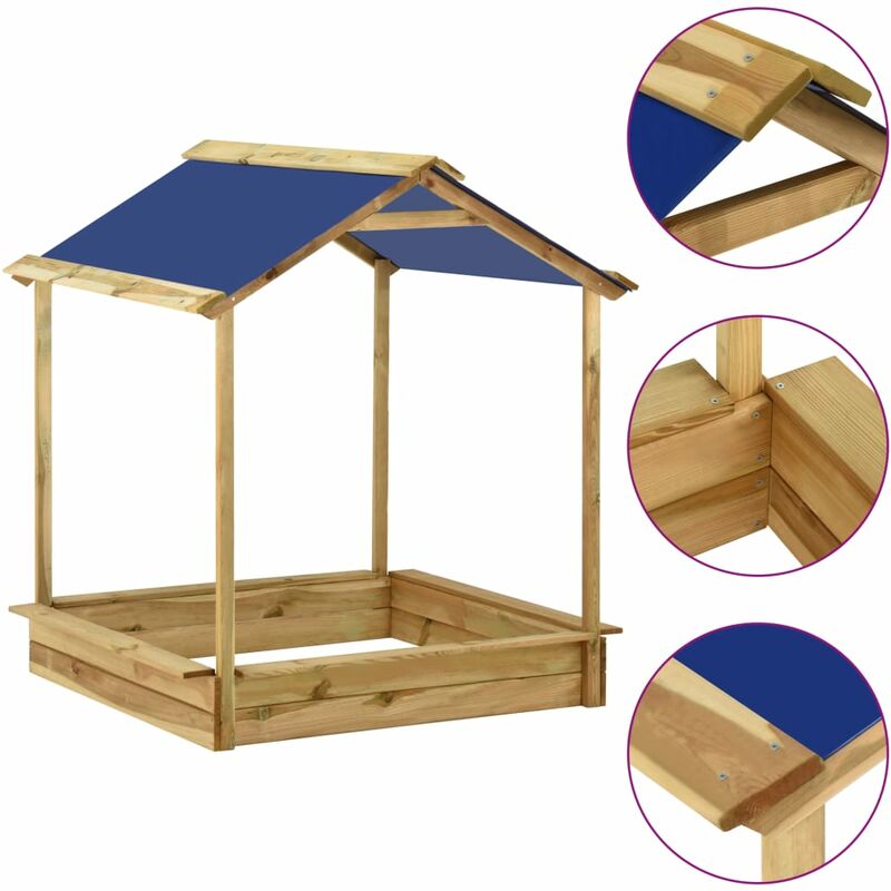 

Casa de juegos de jardín con arenero madera pino 128x120x145 cm - Marrón