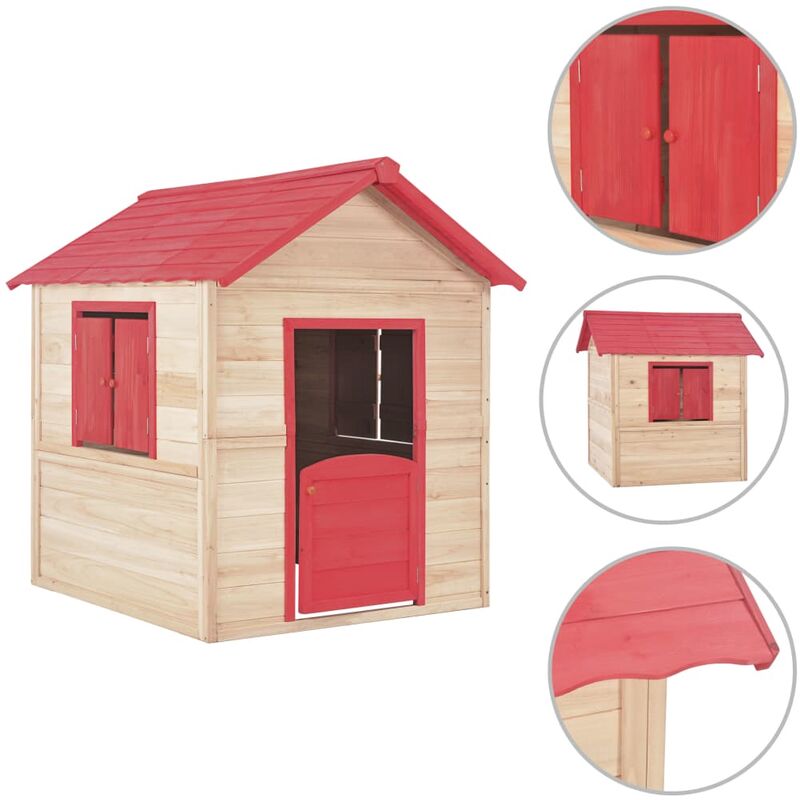 

Casa de juegos de niños madera roja
