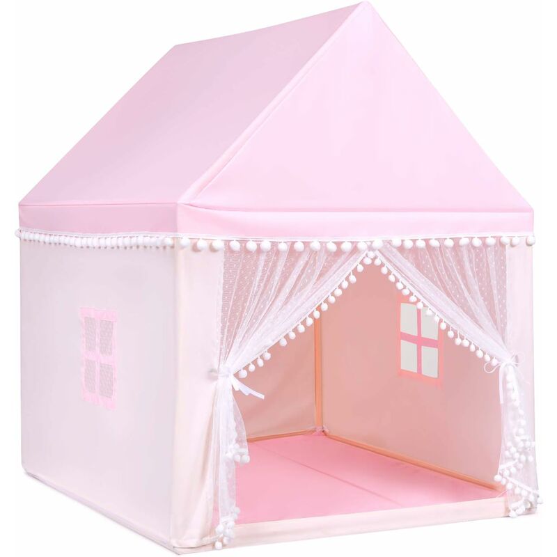 

Costway - Casa de Juegos para Niños Tienda de Campaña para Niños Casita Infantil con Marco de Madera,Manta de Algodón y Techo Castillo Juguete para