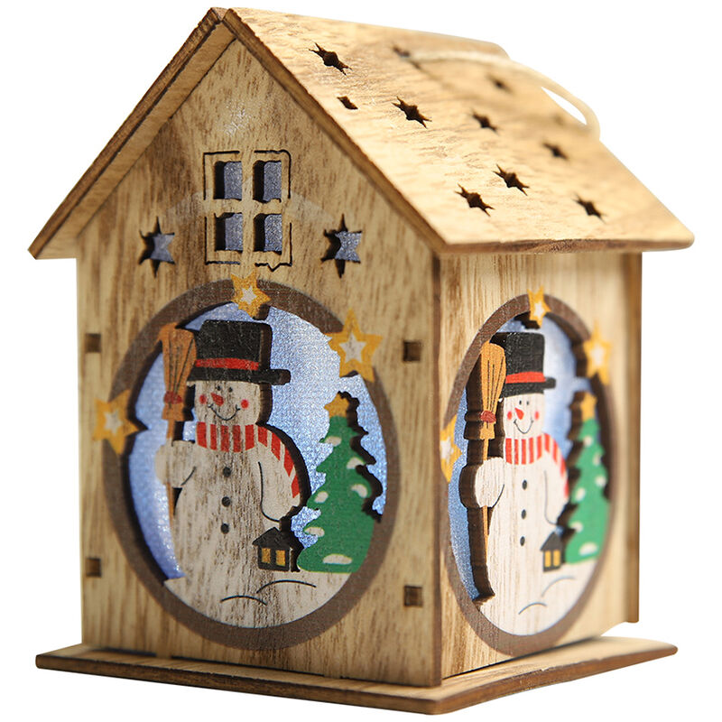 

Happyshopping - casa de madera colores de luz LED, arbol de la decoracion del hotel ventana de la barra de Navidad adornos colgantes,tipo 2