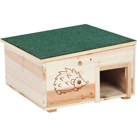 Casa de madera para erizos: Hedgehog Hamster Habitat Shelter House Garden Nature Hibernation Caja de alimentación con techo extraíble