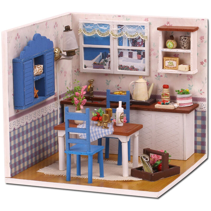 

Casa de munecas Casa de ensueno DIY Kit de construccion de casas en miniatura Muebles de madera Juguetes para ninos Nina Nino, Multicolor