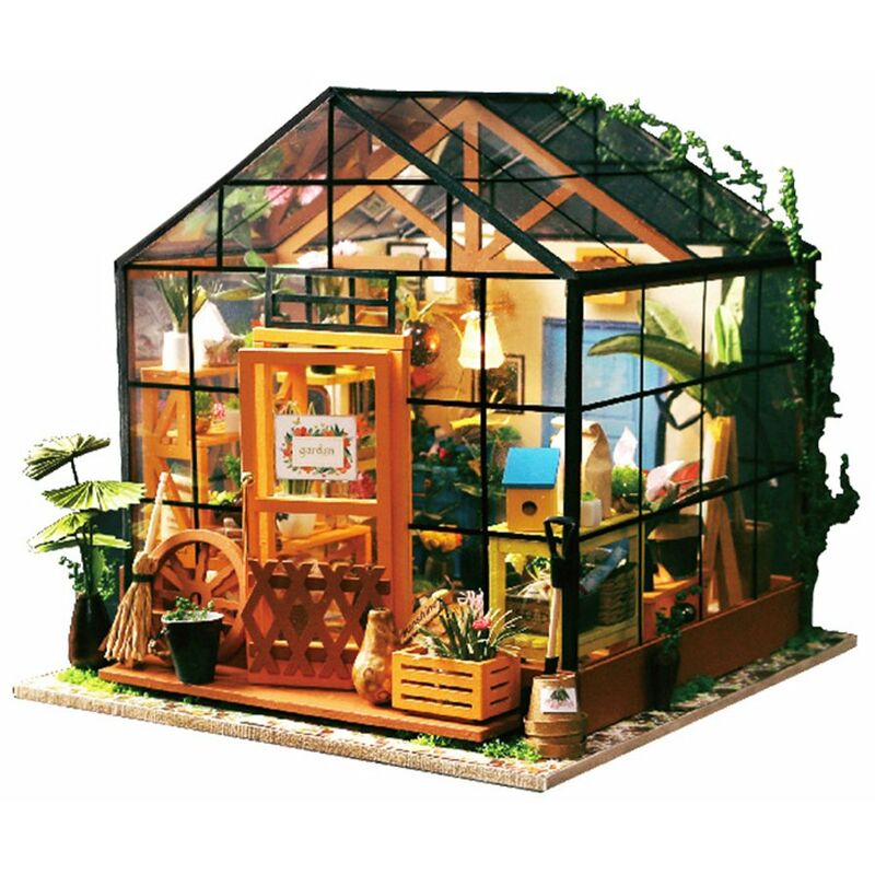 

Happyshopping - Casa de munecas DIY Kit de montaje de habitacion de madera Decoracion del hogar Modelo de casa en miniatura Casa de munecas de