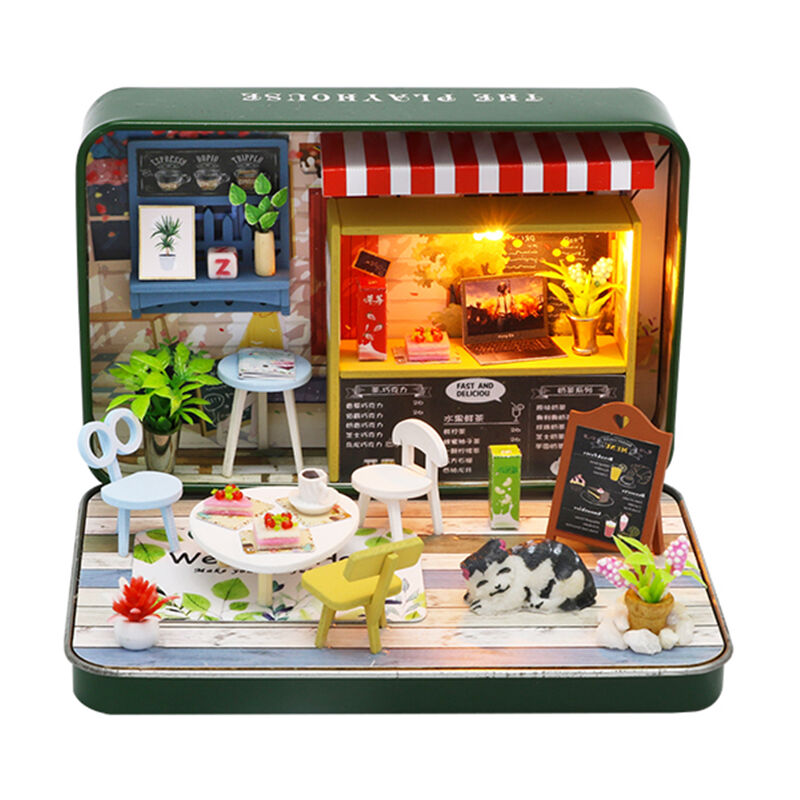 

Asupermall - Casa de munecas en miniatura Casa de munecas de madera para bricolaje con muebles Juguete para ninos Regalos creativos para ninos