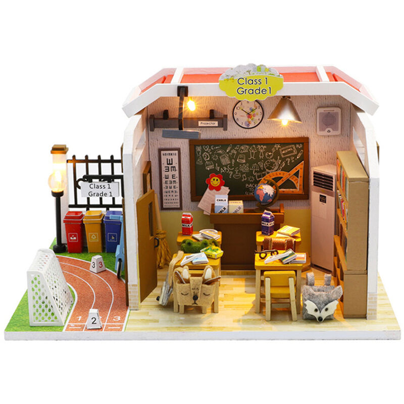 

Casa de munecas en miniatura de bricolaje Mini kit de la casa con luces Led y muebles para el sistema del regalo, estilo 2