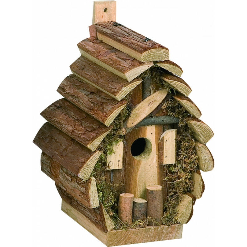 

Casa de pájaros CORTESA RONDO, 18 x 14,5 x 24 cm, madera natural.