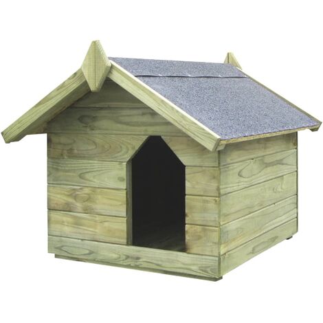 Casa de perro de jardín tejado abierto madera pino impregnada - Verde