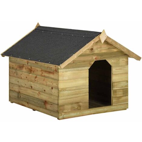 Casa de perros de jardín tejado abierto madera pino impregnada
