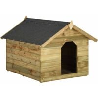 Casa de perros jardín tejado abierto madera pino impregnada FSC