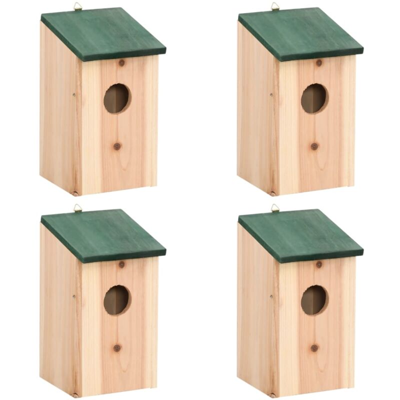 Casette Per Uccelli 4 Pz In Legno 12x12x22 Cm Vidaxl