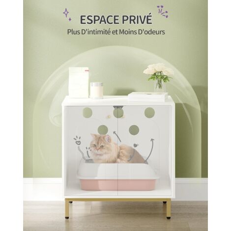 Casa Della Toilette Per Gatti, Mobile Nascosto, Bianco e Oro