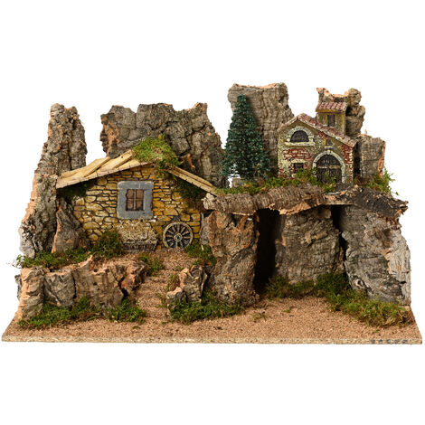 Casa di Natività in MDF al L 54 x P 34 x H 28 cm