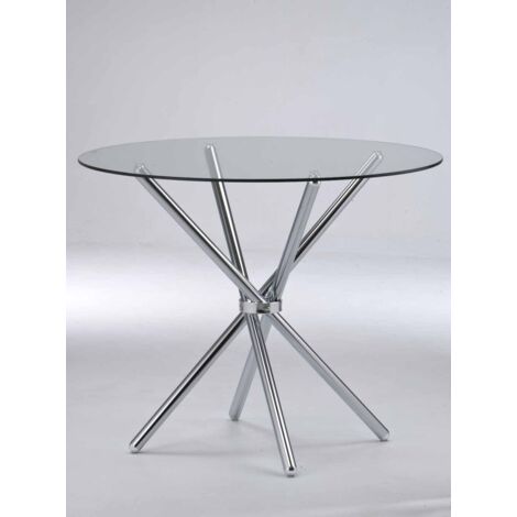 Casa Dining Table Glass Top - Metal/Glass - L90 x W90 x H74.5 cm - Clear