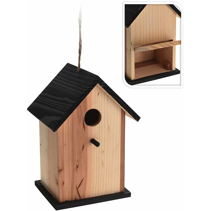 Image of Casetta per uccelli. in legno. colore legno 15,5x13x22cm