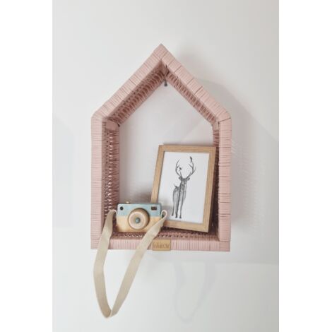 Casa in vimini - grande mobiletto da parete rosa