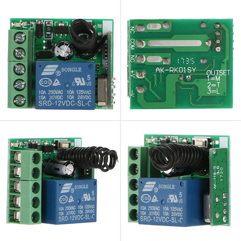 

Casa inteligente 433Mhz DC 12V 1CH Interruptor remoto inalambrico, transmisor receptor de rele,Verde oscuro, ON-OFF-1