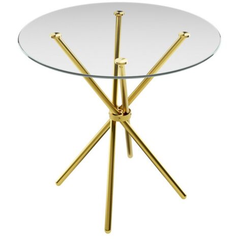 Casa Legs Dining Table - Glass - L90 x W90 x H74.5 cm - Clear Top Gold