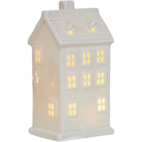 Casa navideña de cerámica iluminada, modelo R-19 – decoración de mesa, regalo de Navidad