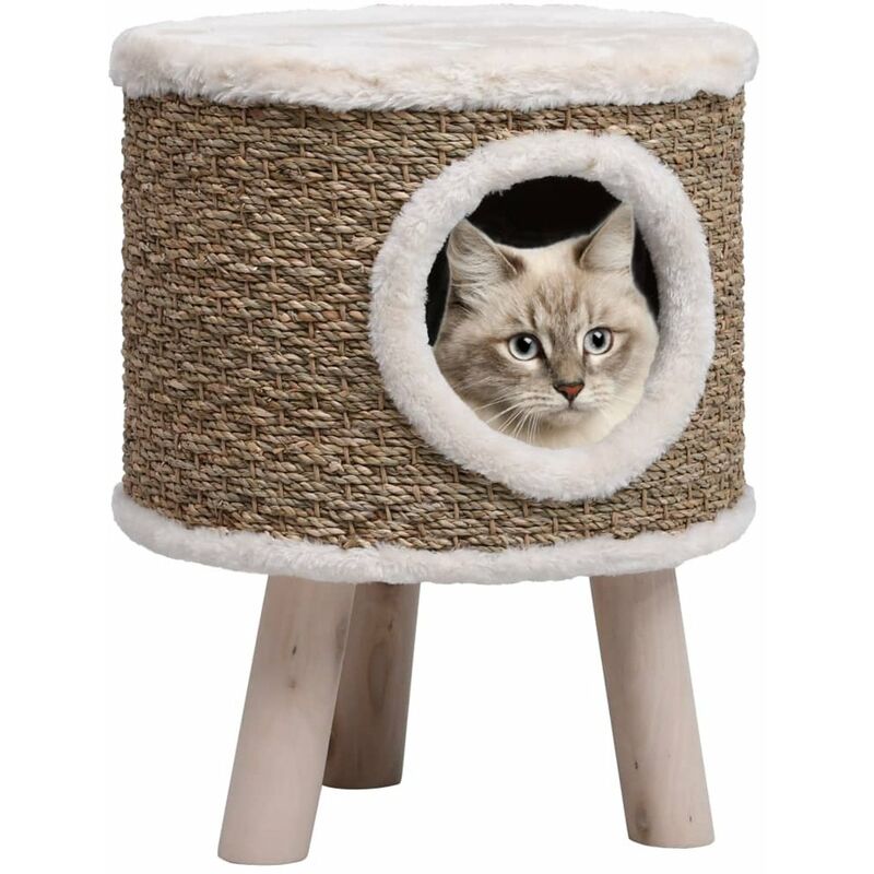 

Casa para gatos con patas de madera 41 cm hierba marina