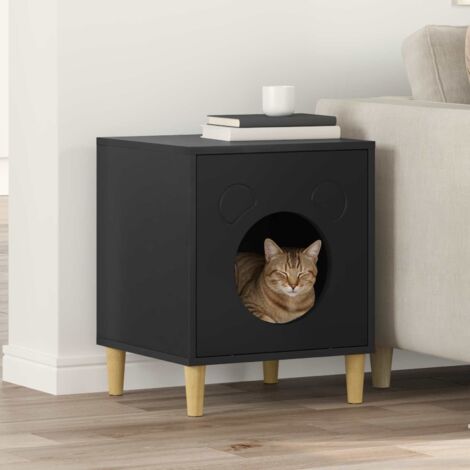Casa para Gatos Negro 42,5 x 40 x 53 cm Madera de ingeniería