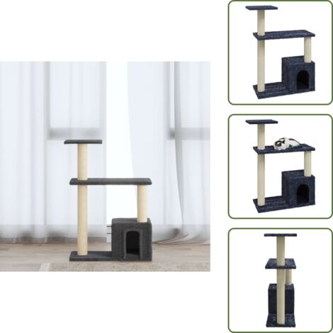 Casa para gatos - vidaXL Rascador para gatos con postes de sisal gris oscuro 70 cm - Plataforma para gatos