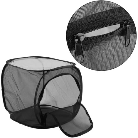 Casa para mariposas [Para llevar] 30 cm, robusta, casa de malla de poliéster ventilada, portátil y plegable, jaula para cría de insectos – Negra, única