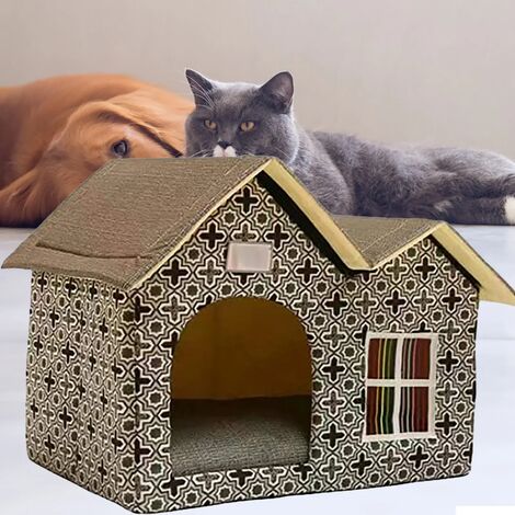 Casa para mascotas, casa para gatos al aire libre, casa para gatos a prueba de invierno para interiores, casa para gatos a prueba de agua para exteriores, casa para gatos, refugio grueso para gatos